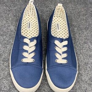 Lands End Canvas Boating Shoe Women 10 NWOB Blue Lace Up